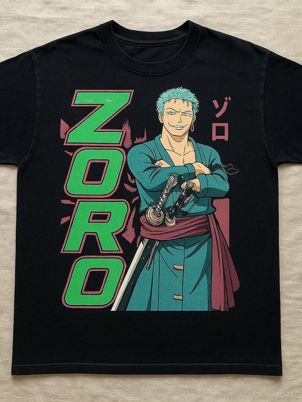 Roronoa Zoro Anime Graphic T-Shirt Black Japanese Streetwear Tee